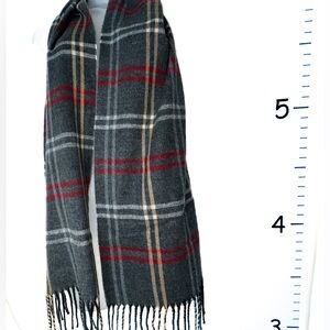 Cejon Gray Red Plaid Italian Scarf with Tassels‎